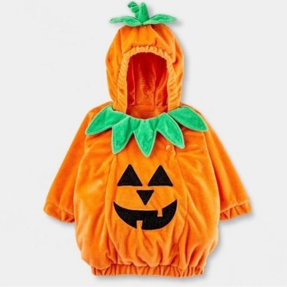 Infant pullover lined Pumpkin Costume with hood Size 6-12 months NWT - Picture 6 of 9